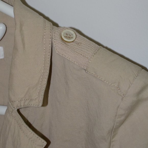 Chico's Tan Khaki Safari Blazer Linen Blend Stretch Pockets Womens Size 0 - Picture 6 of 12